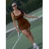 imageKaximil Womens Sexy Square Neck Mini Dress Built in Shorts and Bra Slit Club Party Short DressCoffee