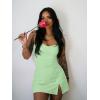 imageKaximil Womens Sexy Square Neck Mini Dress Built in Shorts and Bra Slit Club Party Short DressCream Green