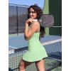 imageKaximil Womens Sexy Square Neck Mini Dress Built in Shorts and Bra Slit Club Party Short DressCream Green
