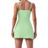 imageKaximil Womens Sexy Square Neck Mini Dress Built in Shorts and Bra Slit Club Party Short DressCream Green
