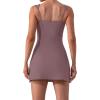 imageKaximil Womens Sexy Square Neck Mini Dress Built in Shorts and Bra Slit Club Party Short DressPurple