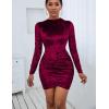 imageKaximil Womens Sexy Wrap Bodycon Long Sleeve Ruched Velvet Mini Cocktail Party DressesWine Red