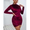 imageKaximil Womens Sexy Wrap Bodycon Long Sleeve Ruched Velvet Mini Cocktail Party DressesWine Red