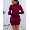 imageKaximil Womens Sexy Wrap Bodycon Long Sleeve Ruched Velvet Mini Cocktail Party DressesWine Red