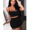 imageKaximil Womens Summer 2 Piece Outfits Cami Crop Top Bodycon Skirt Mini Club DressBlack