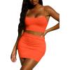imageKaximil Womens Summer 2 Piece Outfits Cami Crop Top Bodycon Skirt Mini Club DressOrange