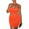 imageKaximil Womens Summer 2 Piece Outfits Cami Crop Top Bodycon Skirt Mini Club DressOrange