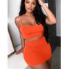 imageKaximil Womens Summer 2 Piece Outfits Cami Crop Top Bodycon Skirt Mini Club DressOrange