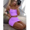 imageKaximil Womens Summer 2 Piece Outfits Cami Crop Top Bodycon Skirt Mini Club DressPurple