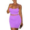 imageKaximil Womens Summer 2 Piece Outfits Cami Crop Top Bodycon Skirt Mini Club DressPurple