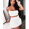 imageKaximil Womens Summer 2 Piece Outfits Cami Crop Top Bodycon Skirt Mini Club DressWhite