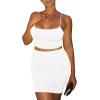 imageKaximil Womens Summer 2 Piece Outfits Cami Crop Top Bodycon Skirt Mini Club DressWhite