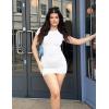 imageKaximil Womens Summer Bodycon Short Sleeve Dress Crew Neck Basic Party Club Mini DressesWhite