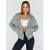 imageTrendy Queen Hoodies for Women Full Zip Up Cropped Sweatshirts Jackets Casual Comfy Gym Tops Fall Outfits Winter Clothes 2025Lightgreen