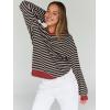 imageTrendy Queen Oversized Sweatshirt for Women 2025 Summer Crewneck Striped Long Sleeve Shirts Hoodies Cute Top Y2K OutfitsBlackkhaki
