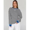 imageTrendy Queen Oversized Sweatshirt for Women 2025 Summer Crewneck Striped Long Sleeve Shirts Hoodies Cute Top Y2K OutfitsBlackwhite