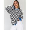 imageTrendy Queen Oversized Sweatshirt for Women 2025 Summer Crewneck Striped Long Sleeve Shirts Hoodies Cute Top Y2K OutfitsBlackwhite