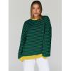 imageTrendy Queen Oversized Sweatshirt for Women 2025 Summer Crewneck Striped Long Sleeve Shirts Hoodies Cute Top Y2K OutfitsBluegreen