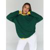 imageTrendy Queen Oversized Sweatshirt for Women 2025 Summer Crewneck Striped Long Sleeve Shirts Hoodies Cute Top Y2K OutfitsBluegreen