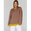 imageTrendy Queen Oversized Sweatshirt for Women 2025 Summer Crewneck Striped Long Sleeve Shirts Hoodies Cute Top Y2K OutfitsBrownkhaki