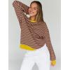 imageTrendy Queen Oversized Sweatshirt for Women 2025 Summer Crewneck Striped Long Sleeve Shirts Hoodies Cute Top Y2K OutfitsBrownkhaki