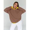 imageTrendy Queen Oversized Sweatshirt for Women 2025 Summer Crewneck Striped Long Sleeve Shirts Hoodies Cute Top Y2K OutfitsBrownkhaki