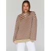 imageTrendy Queen Oversized Sweatshirt for Women 2025 Summer Crewneck Striped Long Sleeve Shirts Hoodies Cute Top Y2K OutfitsBrownwhite
