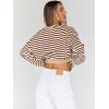 imageTrendy Queen Oversized Sweatshirt for Women 2025 Summer Crewneck Striped Long Sleeve Shirts Hoodies Cute Top Y2K OutfitsBrownwhite
