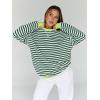 imageTrendy Queen Oversized Sweatshirt for Women 2025 Summer Crewneck Striped Long Sleeve Shirts Hoodies Cute Top Y2K OutfitsGreenwhite
