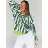 imageTrendy Queen Oversized Sweatshirt for Women 2025 Summer Crewneck Striped Long Sleeve Shirts Hoodies Cute Top Y2K OutfitsGreenwhite