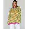 imageTrendy Queen Oversized Sweatshirt for Women 2025 Summer Crewneck Striped Long Sleeve Shirts Hoodies Cute Top Y2K OutfitsOrangegreen