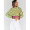 imageTrendy Queen Oversized Sweatshirt for Women 2025 Summer Crewneck Striped Long Sleeve Shirts Hoodies Cute Top Y2K OutfitsOrangegreen
