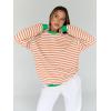 imageTrendy Queen Oversized Sweatshirt for Women 2025 Summer Crewneck Striped Long Sleeve Shirts Hoodies Cute Top Y2K OutfitsOrangewhite