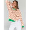 imageTrendy Queen Oversized Sweatshirt for Women 2025 Summer Crewneck Striped Long Sleeve Shirts Hoodies Cute Top Y2K OutfitsOrangewhite