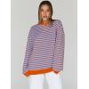 imageTrendy Queen Oversized Sweatshirt for Women 2025 Summer Crewneck Striped Long Sleeve Shirts Hoodies Cute Top Y2K OutfitsPinkblue