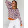 imageTrendy Queen Oversized Sweatshirt for Women 2025 Summer Crewneck Striped Long Sleeve Shirts Hoodies Cute Top Y2K OutfitsPinkblue