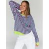 imageTrendy Queen Oversized Sweatshirt for Women 2025 Summer Crewneck Striped Long Sleeve Shirts Hoodies Cute Top Y2K OutfitsPinkgreen
