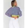 imageTrendy Queen Oversized Sweatshirt for Women 2025 Summer Crewneck Striped Long Sleeve Shirts Hoodies Cute Top Y2K OutfitsPinkgreen
