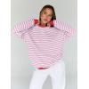 imageTrendy Queen Oversized Sweatshirt for Women 2025 Summer Crewneck Striped Long Sleeve Shirts Hoodies Cute Top Y2K OutfitsPinkwhite