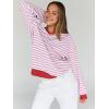 imageTrendy Queen Oversized Sweatshirt for Women 2025 Summer Crewneck Striped Long Sleeve Shirts Hoodies Cute Top Y2K OutfitsPinkwhite
