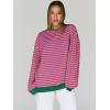 imageTrendy Queen Oversized Sweatshirt for Women 2025 Summer Crewneck Striped Long Sleeve Shirts Hoodies Cute Top Y2K OutfitsPurpleyellow