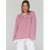 imageTrendy Queen Oversized Sweatshirt for Women 2025 Summer Crewneck Striped Long Sleeve Shirts Hoodies Cute Top Y2K OutfitsRaspberrywhite