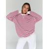 imageTrendy Queen Oversized Sweatshirt for Women 2025 Summer Crewneck Striped Long Sleeve Shirts Hoodies Cute Top Y2K OutfitsRaspberrywhite