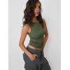imageTrendy Queen Women Going Out Summer Tank Tops Spring Casual Basic Cute 2025 Sleeveless Shirt Vacation Fashion Outfit ClothesArmy Green