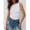imageTrendy Queen Women Going Out Summer Tank Tops Spring Casual Basic Cute 2025 Sleeveless Shirt Vacation Fashion Outfit ClothesWhite