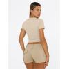 imageTrendy Queen Womens Basic T Shirts Summer Tops 2025 Short Sleeve Crop Tops Slim Fit Gym Workout Y2k ClothesBeige