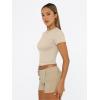 imageTrendy Queen Womens Basic T Shirts Summer Tops 2025 Short Sleeve Crop Tops Slim Fit Gym Workout Y2k ClothesBeige
