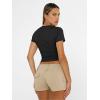 imageTrendy Queen Womens Basic T Shirts Summer Tops 2025 Short Sleeve Crop Tops Slim Fit Gym Workout Y2k ClothesBlack