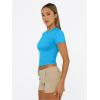 imageTrendy Queen Womens Basic T Shirts Summer Tops 2025 Short Sleeve Crop Tops Slim Fit Gym Workout Y2k ClothesBlue