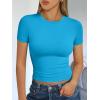 imageTrendy Queen Womens Basic T Shirts Summer Tops 2025 Short Sleeve Crop Tops Slim Fit Gym Workout Y2k ClothesBlue